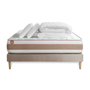 Pack Prêt A Dormir Matelas Le Délicat 140x190cm Ressorts Ensaches + Memoire De Forme + Sommier Kit Beige - Publicité