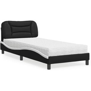 Vidaxl Lit Avec Matelas Noir Et Blanc 80x200 Cm Similicuir - Publicité