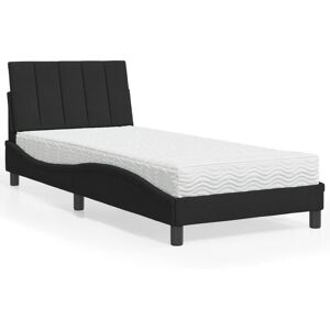 Vidaxl Lit Avec Matelas Noir 80x200 Cm Velours - Publicité