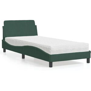 Vidaxl Lit Avec Matelas Vert Foncé 80x200 Cm Velours - Publicité