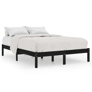 vidaXL solid wood bed black pine 200x200 cm - Publicité