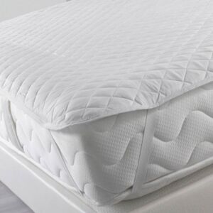 Surmatelas Matelassé Blanc 140 X 190 Cm Moelleux 100% Polyester + Élastiques - Publicité