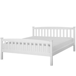 Lit Double en Bois Blanc 160 x 200 cm Style Traditionnel et Classique pour Chambre Moderne ou Scandinave Beliani taille: x83x169 - Publicité