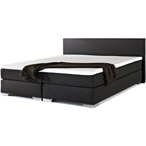 Lit Boxspring En Tissu Noir Noir 180x200 Cm President - Publicité