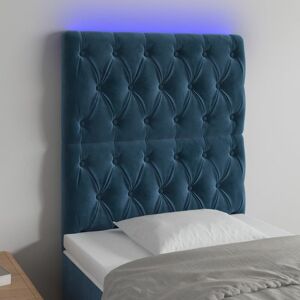 Vidaxl Tête De Lit À Led Bleu Foncé 80x7x118/128 Cm Velours - Publicité