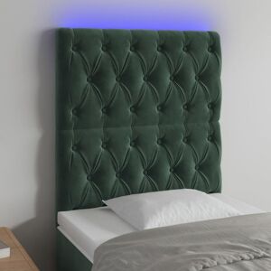 Vidaxl Tête De Lit À Led Vert Foncé 80x7x118/128 Cm Velours - Publicité