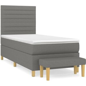 Vidaxl Lit À Sommier Tapissier Avec Matelas Gris Foncé 80x200 Cm Tissu - Publicité