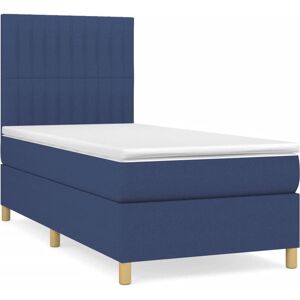 Vidaxl Lit À Sommier Tapissier Avec Matelas Bleu 80x200 Cm Tissu - Publicité