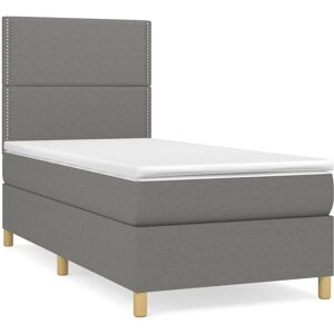 Vidaxl Lit À Sommier Tapissier Avec Matelas Gris Foncé 80x200 Cm Tissu - Publicité