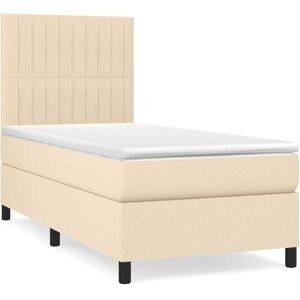 Vidaxl Lit À Sommier Tapissier Avec Matelas Crème 80x200 Cm Tissu - Publicité