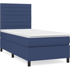 Vidaxl Lit À Sommier Tapissier Avec Matelas Bleu 80x200 Cm Tissu - Publicité