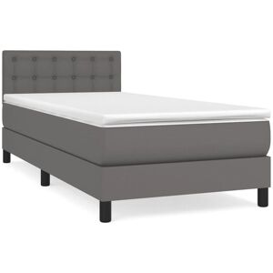 Vidaxl Lit À Sommier Tapissier Avec Matelas Gris 80x200 Cm Similicuir - Publicité