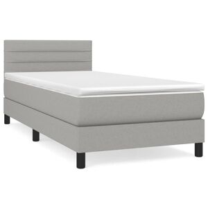 Vidaxl Lit À Sommier Tapissier Avec Matelas Gris Clair 80x200 Cm Tissu - Publicité