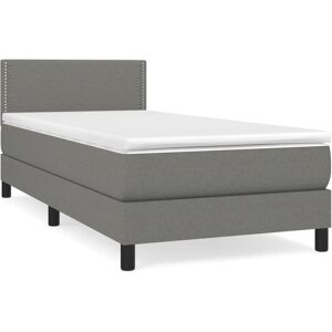 Vidaxl Lit À Sommier Tapissier Avec Matelas Gris Foncé 80x200 Cm Tissu - Publicité