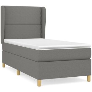 Vidaxl Lit À Sommier Tapissier Avec Matelas Gris Foncé 80x200 Cm Tissu - Publicité