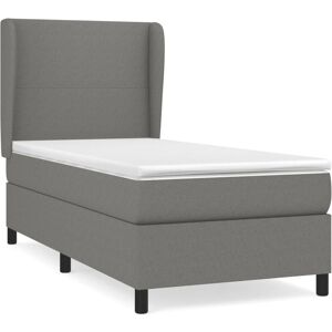 vidaXL Lit À Sommier Tapissier Avec Matelas Gris Foncé 80x200 Cm Tissu - Publicité