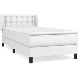 Vidaxl Lit À Sommier Tapissier Avec Matelas Blanc 80x200 Cm Similicuir - Publicité