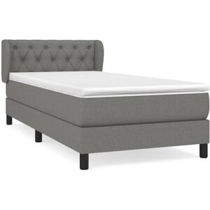 vidaXL Lit À Sommier Tapissier Avec Matelas Gris Foncé 80x200 Cm Tissu - Publicité