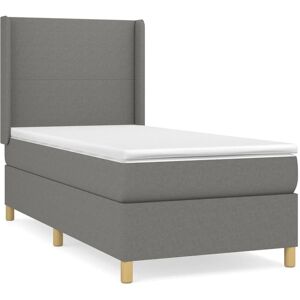 Vidaxl Lit À Sommier Tapissier Avec Matelas Gris Foncé 80x200 Cm Tissu - Publicité