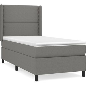 vidaXL Lit À Sommier Tapissier Avec Matelas Gris Foncé 80x200 Cm Tissu - Publicité