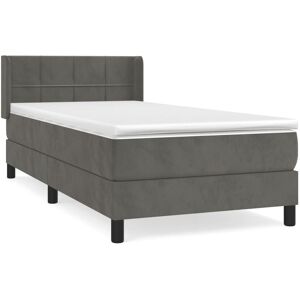 Vidaxl Lit À Sommier Tapissier Et Matelas Gris Foncé 80x200 Cm Velours - Publicité