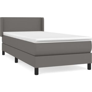 Vidaxl Lit À Sommier Tapissier Avec Matelas Gris 80x200 Cm Similicuir - Publicité