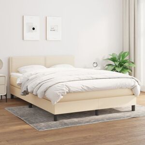 Vidaxl Lit ¿¿ Sommier Tapissier Avec Matelas Cr¿¿Me 140x200 Cm Tissu - Publicité