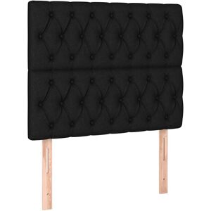 Tête De Lit Accessoire Couchage Chambre À Coucher Meuble Capitonné 2 Parties 100 X 7 X 78/88 Cm Tissu Noir Tdl0206265 - Publicité