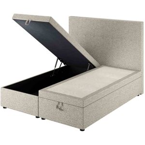 LRDM Le Roi Du Matelas - Lit Coffre Cassia Beige - 140x190 Cm - Cadre En Mdf / Hêtre - Hauteur 38 Cm - Publicité