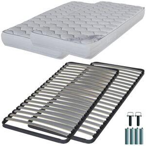 Matelas Mousse + Sommier C220 2x80x200 Montana - Hauteur 18 Cm - Soutien Équilibré - Publicité