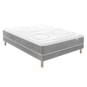 Ensemble Douces Nuits Mirage Mousse Hr 35kg/M3 + Viscoélastique + Sommier Base Ferme 140x200 - Publicité