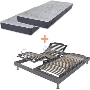 Ensemble Relaxation S62 + Matelas Mousse Myriade - 5 Zones - 2x80x200 - Gris - Publicité