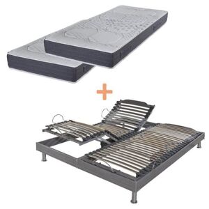 Ensemble Relaxation S62 + Matelas Latex Louxor - 5 Zones - 2x80x200 - Gris - Publicité