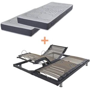 Ensemble Relaxation S50 + Matelas Mousse Myriade - 5 Zones - 2x90x200 - Gris - Publicité