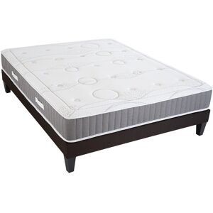 HOMCOM Ensemble matelas mémoire de forme et mousse recyclée 40 kg/m³ 15 cm épaisseur + Sommier à lattes 160 x 200 2 personnes