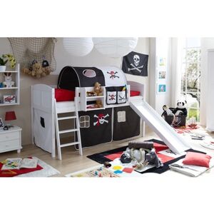 TiCAA Lit toboggan mezzanine enfant Ekki Country pin blanc pirate noir -... 90x200 cm