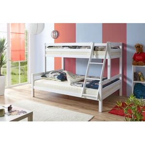 TiCAA Lit superpose enfant Maxim hetre massif, blanc 90x200 cm