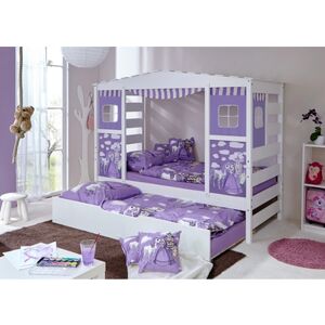 TiCAA Lit cabane gigogne enfant Horse violet, deuxieme lit 90x200 cm