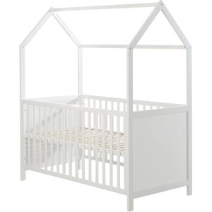 roba Lit a barreaux cabane enfant bois blanc 70x140 cm