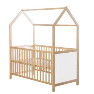 roba Lit à barreaux cabane enfant bois naturel 70x140 cm 70x140 cm