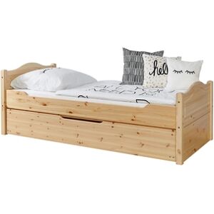 TiCAA Lit simple enfant Leni pin naturel deuxieme lit 90x200 cm