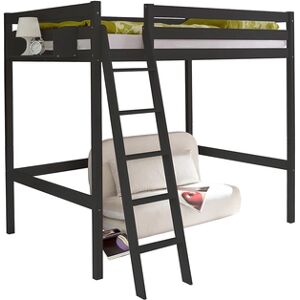 TICAA Lit mezzanine enfant Matthias pin gris 140x200 cm