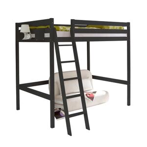 TICAA Lit mezzanine enfant Matthias pin gris 140x200 cm 140x200 cm