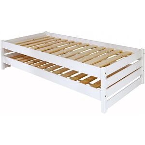 TiCAA Lit empilable enfant Nadine pin blanc 90x200 cm 90x200 cm