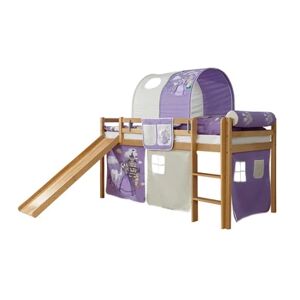 TiCAA Lit toboggan enfant Rene hetre naturel Horse violet 90x200 cm