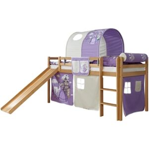 TiCAA Lit toboggan enfant Rene hêtre naturel Horse violet 90x200 cm 90x200 cm