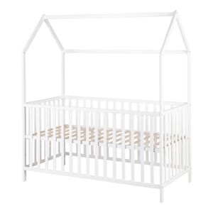 kindsgard Lit cabane evolutif enfant lillehus bois 70x140 cm blanc