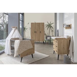 Schardt Chambre bebe trio lit Morris Oak armoire 3 portes commode bois 70x140 cm