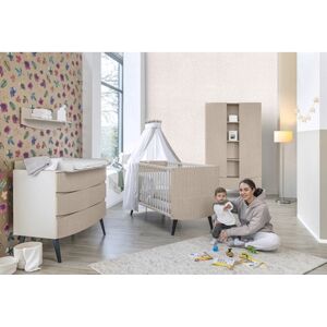 Schardt Chambre bebe trio lit armoire 2 portes commode Smile bois 70x140 cm