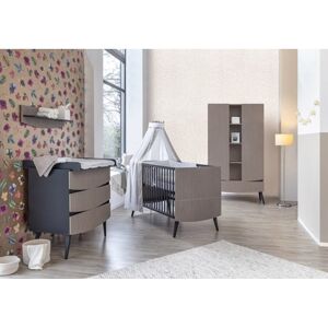 Schardt Chambre bebe trio lit armoire 2 portes commode Smile bois anthracite...